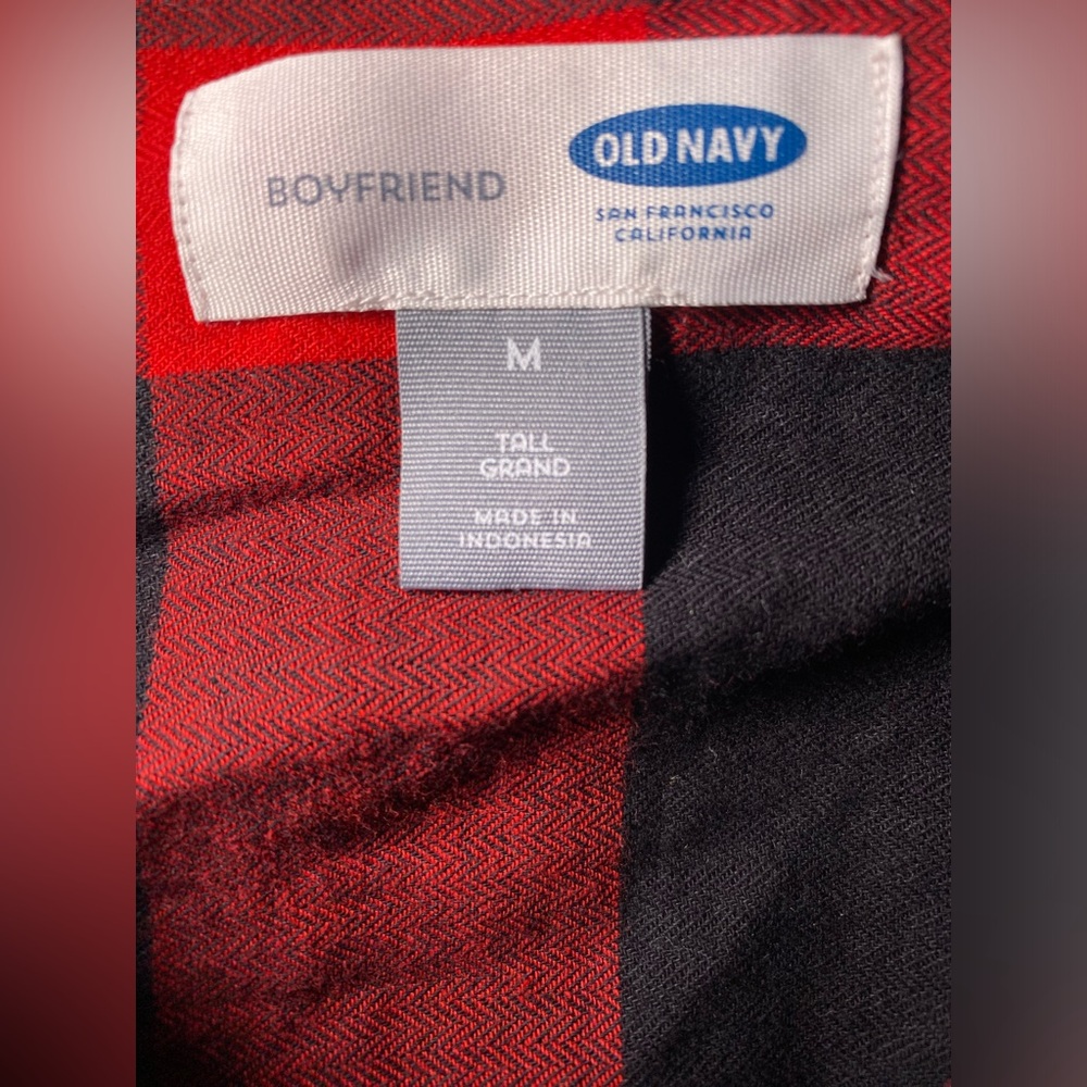 Old Navy Women's Boyfriend Buffalo Plaid Lumberjack Cotton Button Down Shirt, M - Picture 3 of 3